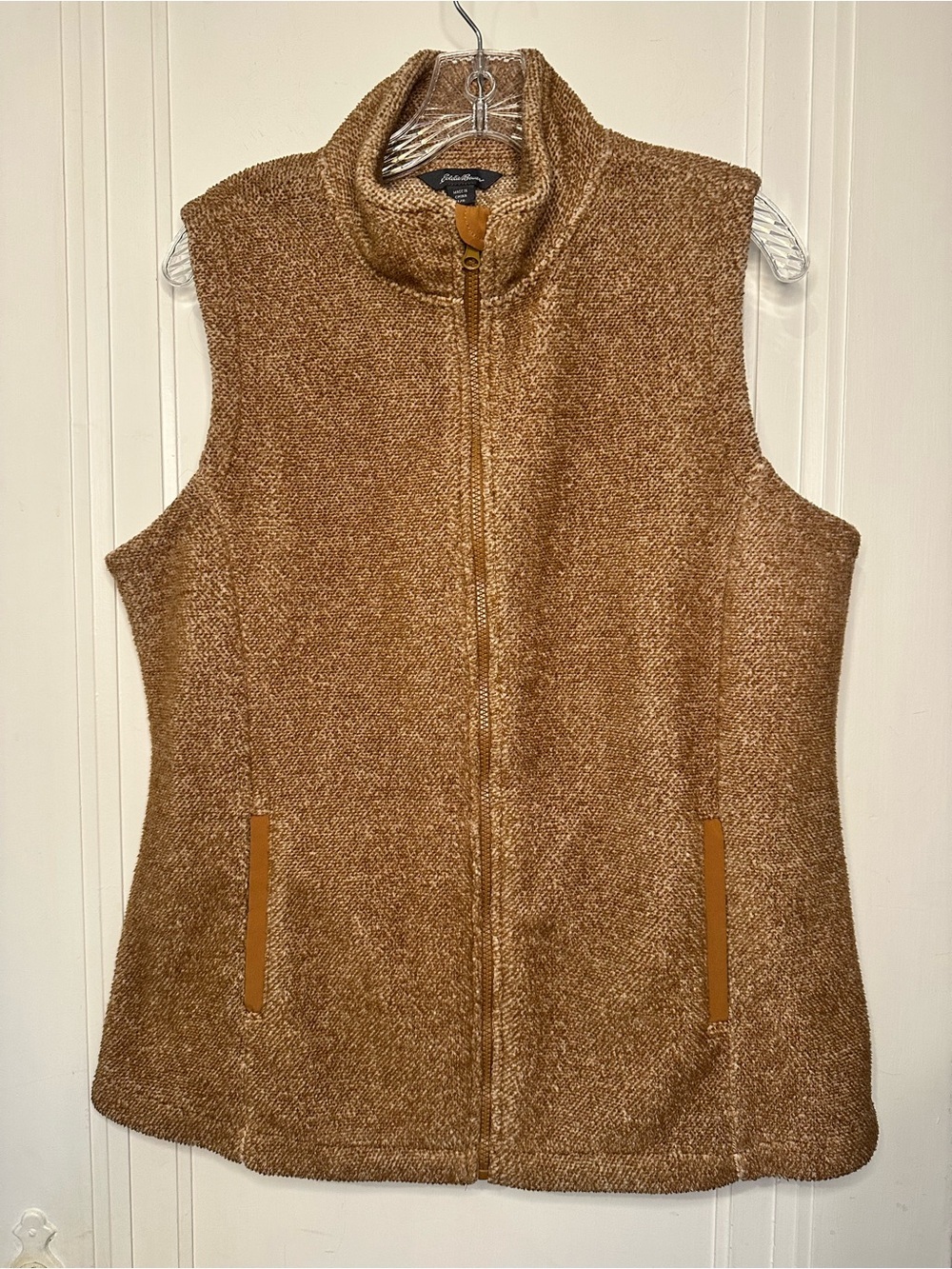 Eddie Bauer Brown Zip-Front Knit Vest